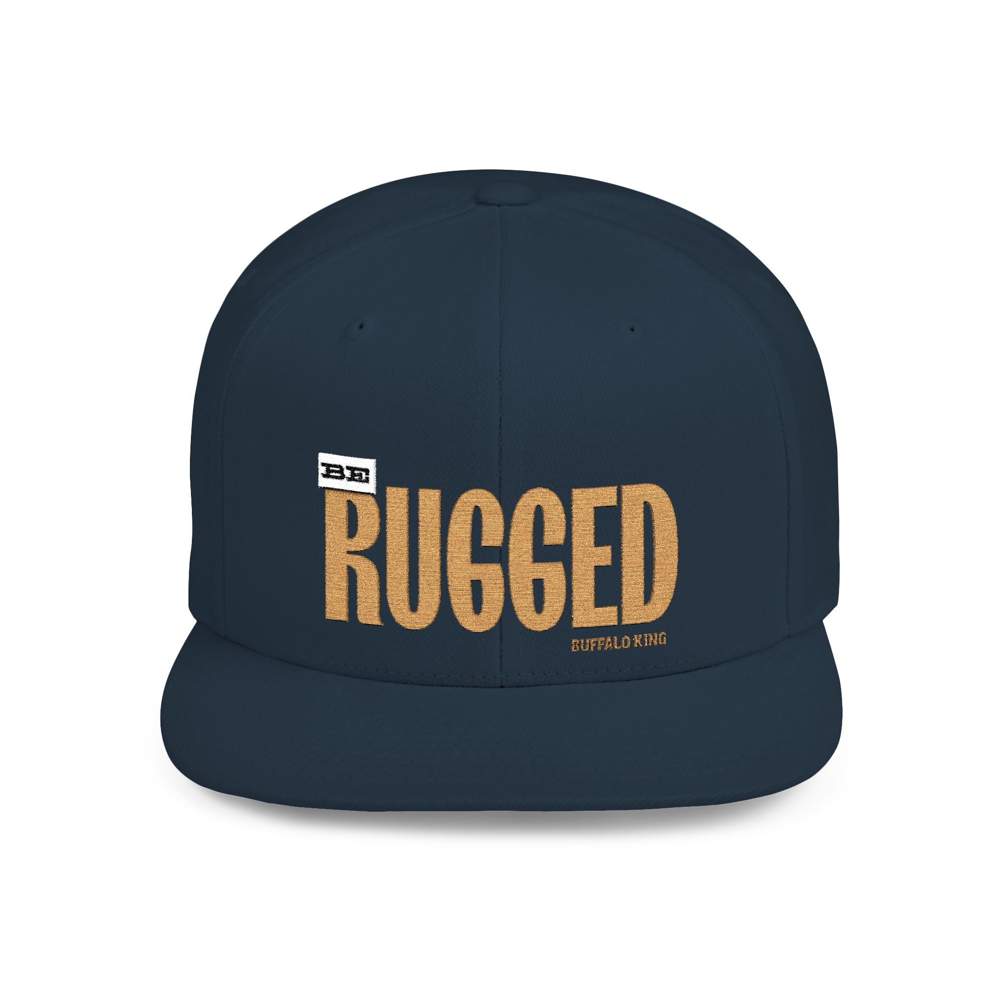 Buffalo King Be Rugged Flat Bill Snapback Cap - Trendy Adjustable Hat for Outdoorsy Style