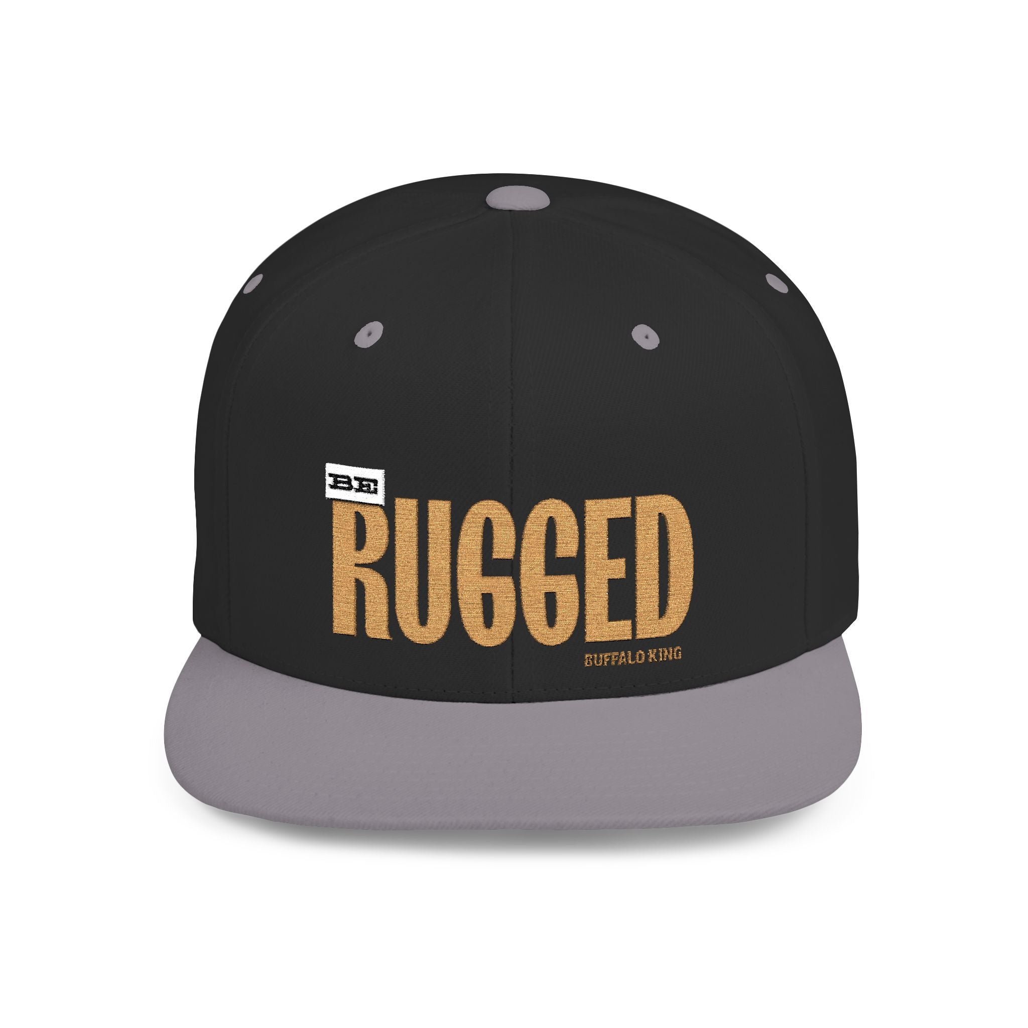 Buffalo King Be Rugged Flat Bill Snapback Cap - Trendy Adjustable Hat for Outdoorsy Style