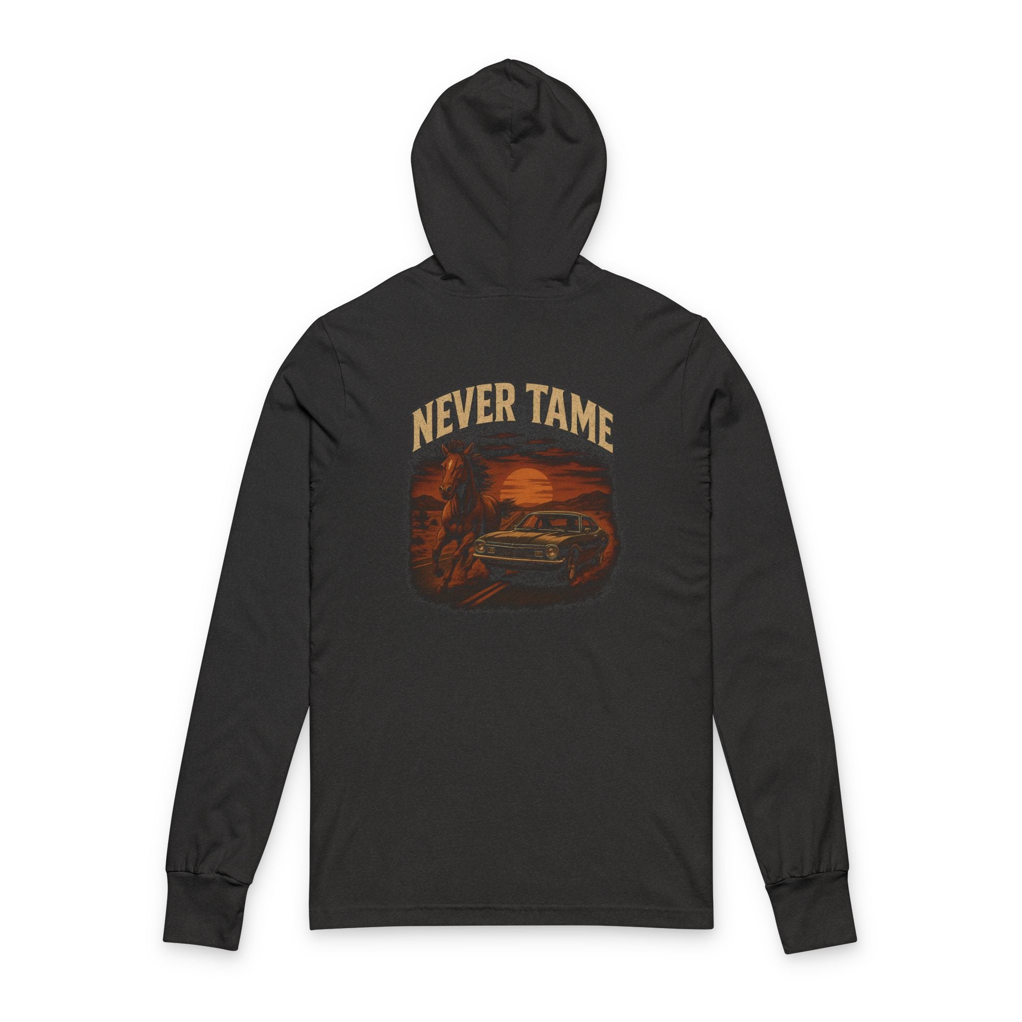 Buffalo king Hooded Long Sleeve Tee - Live Bold & Never Tame Adventure Graphic