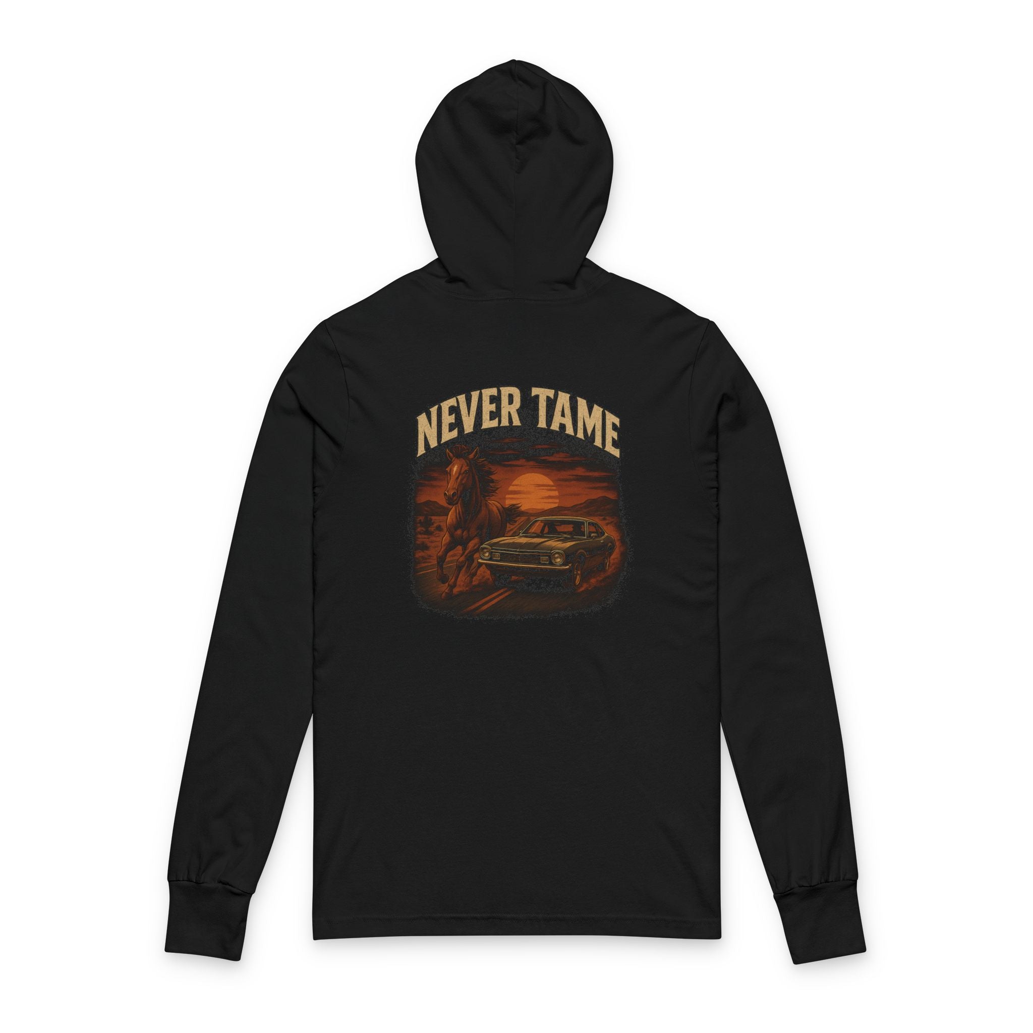 Buffalo king Hooded Long Sleeve Tee - Live Bold & Never Tame Adventure Graphic